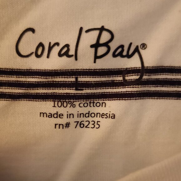 Coral Bay Large 100% Cotton Striped Shirt, 3/4 Length Sleeves ,, NWT - Picture 3 of 3